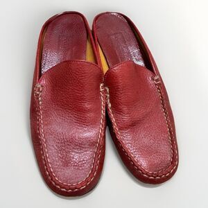 Cole Haan Red Pebble Leather Mules Slides Loafers Women’s Size 8 AA Narrow